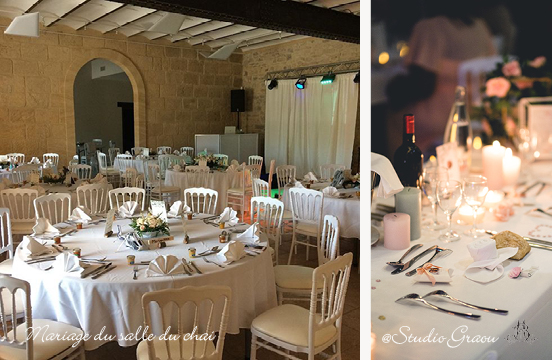 Mariage dans la salle du chai du Mas de la Barben à Nimes